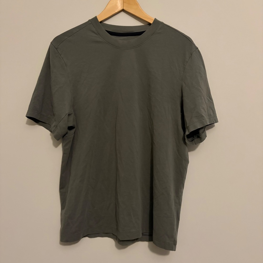 Lululemon Mens Fundamental T-Shirt Olive Green Grey Short Sleeve Crew Neck XS
